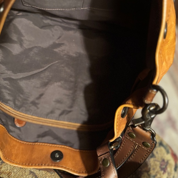 FRYE SAMANTHA QUILTED LEATHER TOTE - BROWN IN COGNAC - Picture 3 of 6